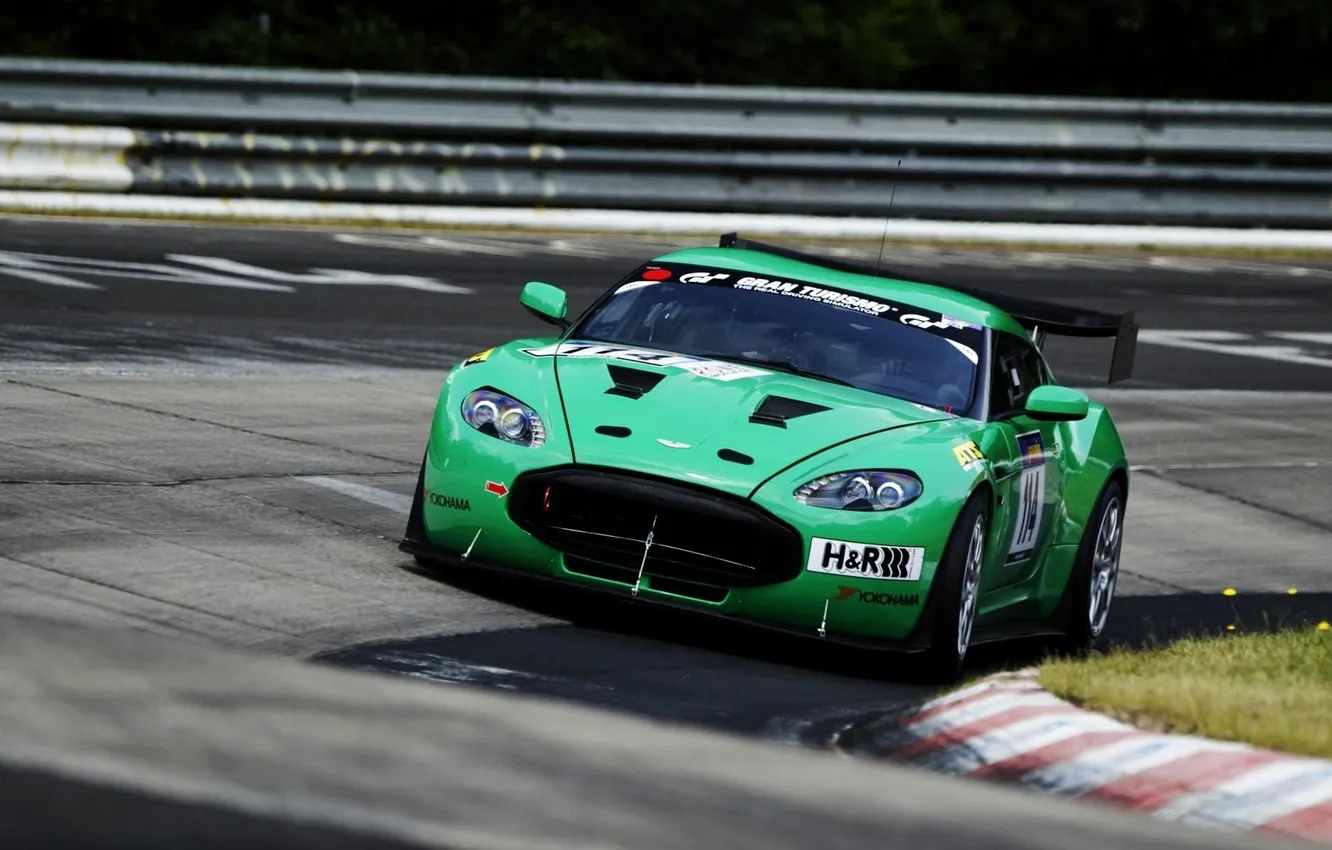 Photo wallpaper auto, photo, movement, Aston Martin, race, speed, track, sports car