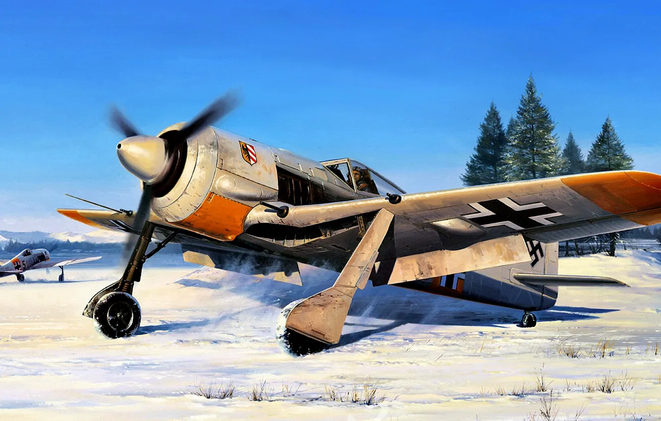 Photo wallpaper Figure, Germany, Focke-Wulf, The second World war, Luftwaffe, piston fighter, Fw.190A-4, JG 54