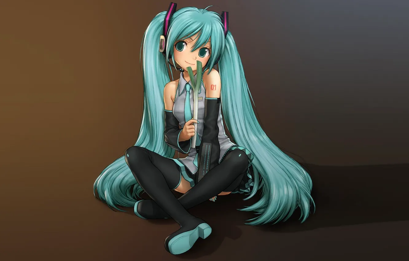 Photo wallpaper headphones, vocaloid, hatsune miku, green hair, Vocaloid