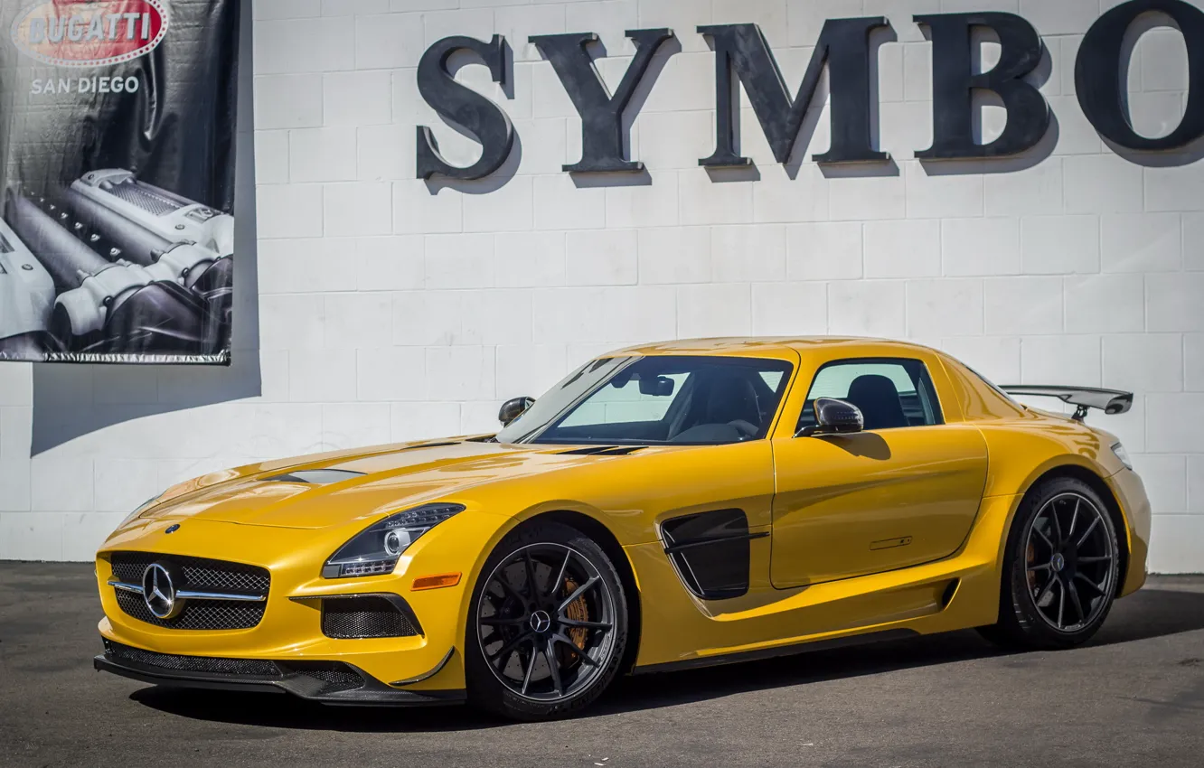 Photo wallpaper Mercedes-Benz, AMG, Black, SLS, Yellow, Edition