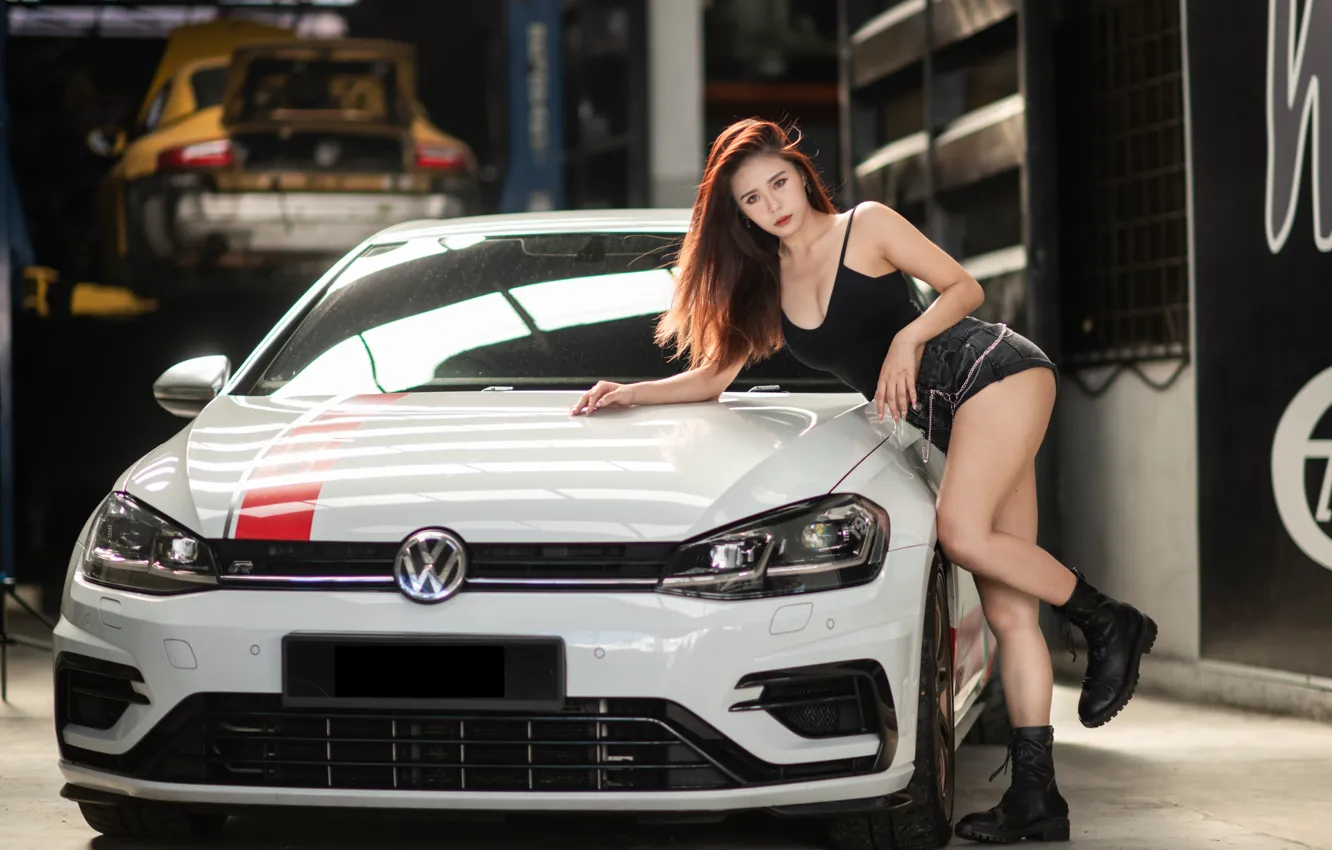 Photo wallpaper look, pose, model, shorts, portrait, makeup, shoes, Mike