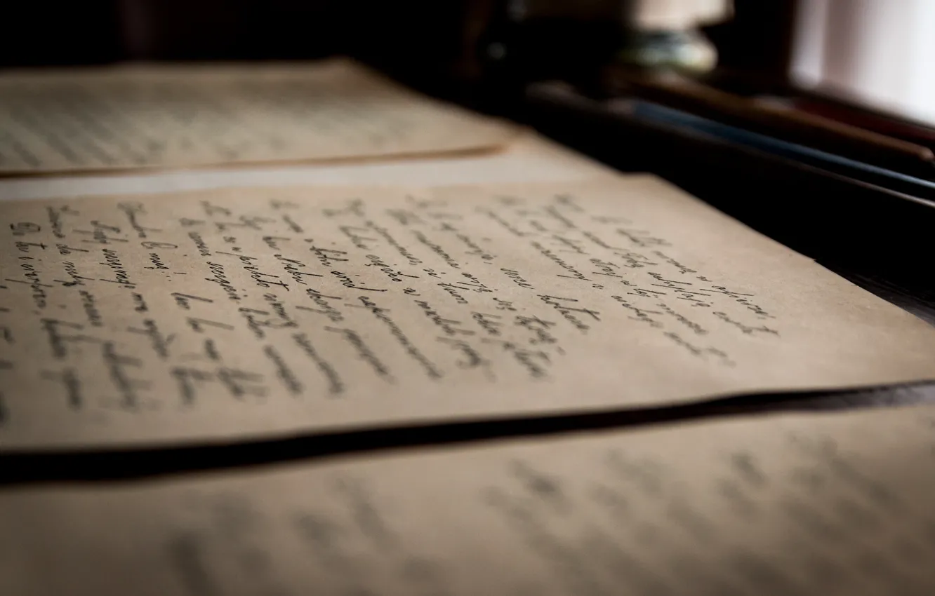 Photo wallpaper Handwriting, old letters, old letter