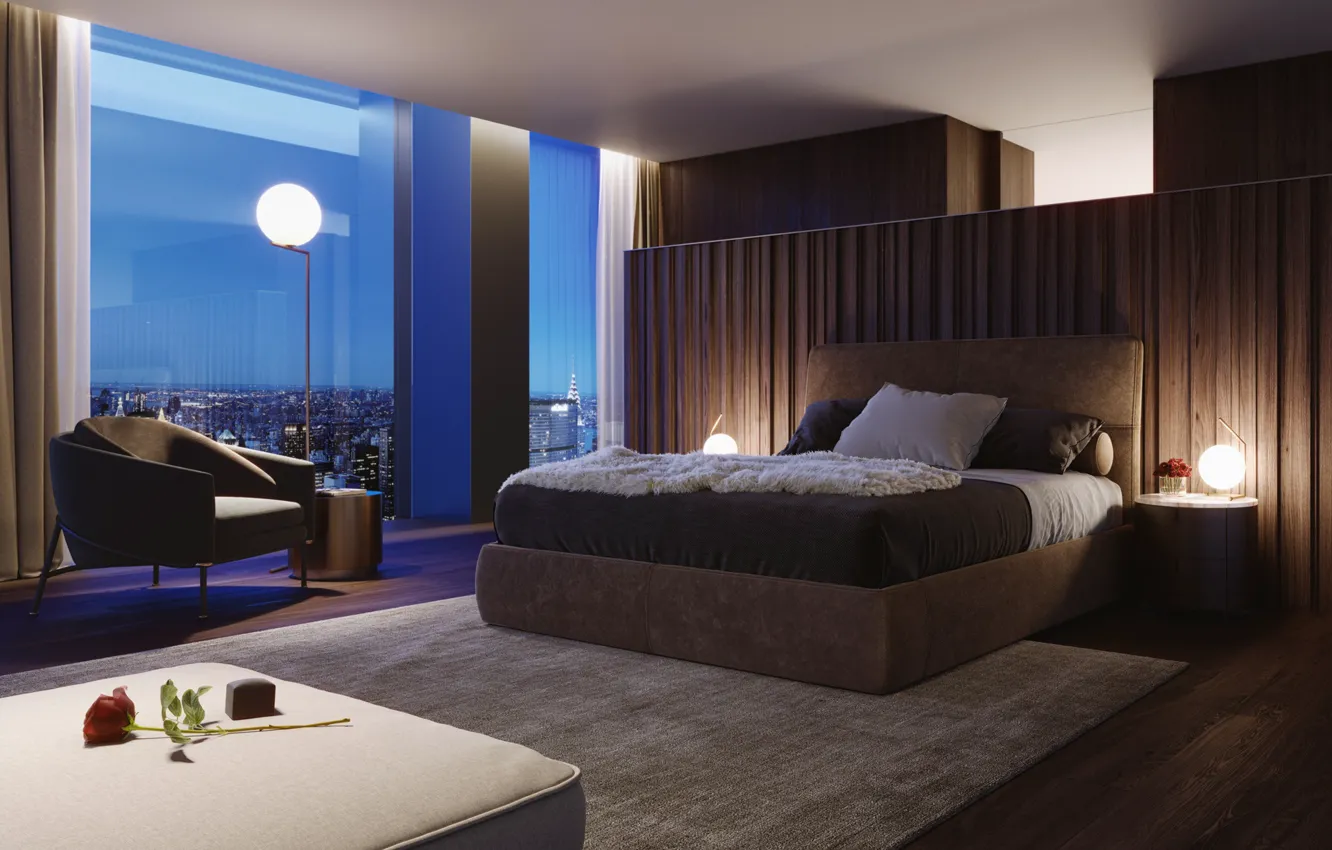 Photo wallpaper room, interior, bedroom, oxygen, 5th Avenue, Tower INT, mngapolis