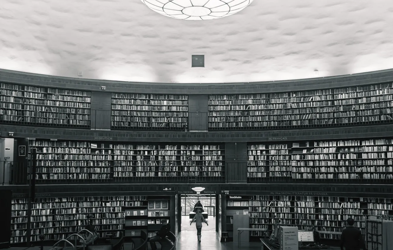 Photo wallpaper library, Stockholm, Sweden, public