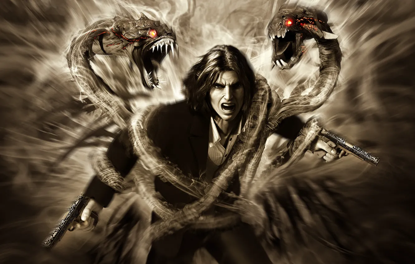 Photo wallpaper gun, darkness, anger, rage, Creek, The Darkness 2, Jackie Estacado, Jackie Estacado