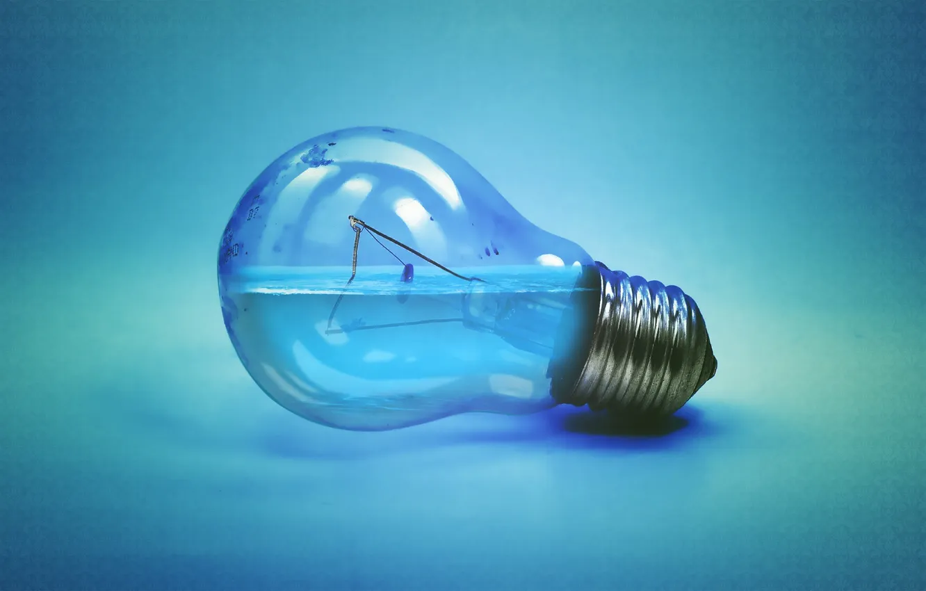 Photo wallpaper light bulb, water, creative, background, blue