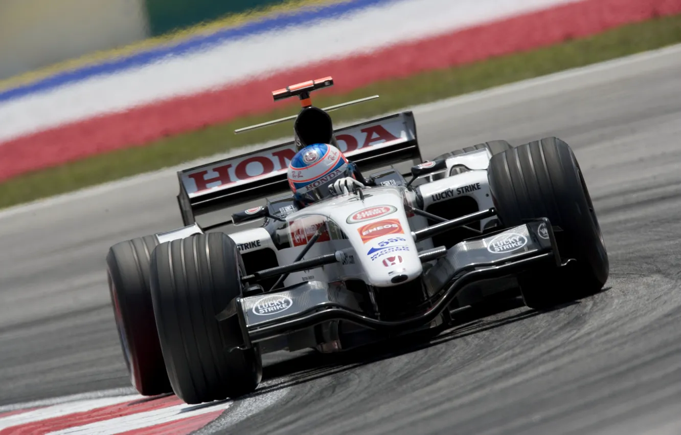 Photo wallpaper Race, Track, Formula-1, The car, Jenson Button, Jenson Button, Formula 1, BAR-Honda