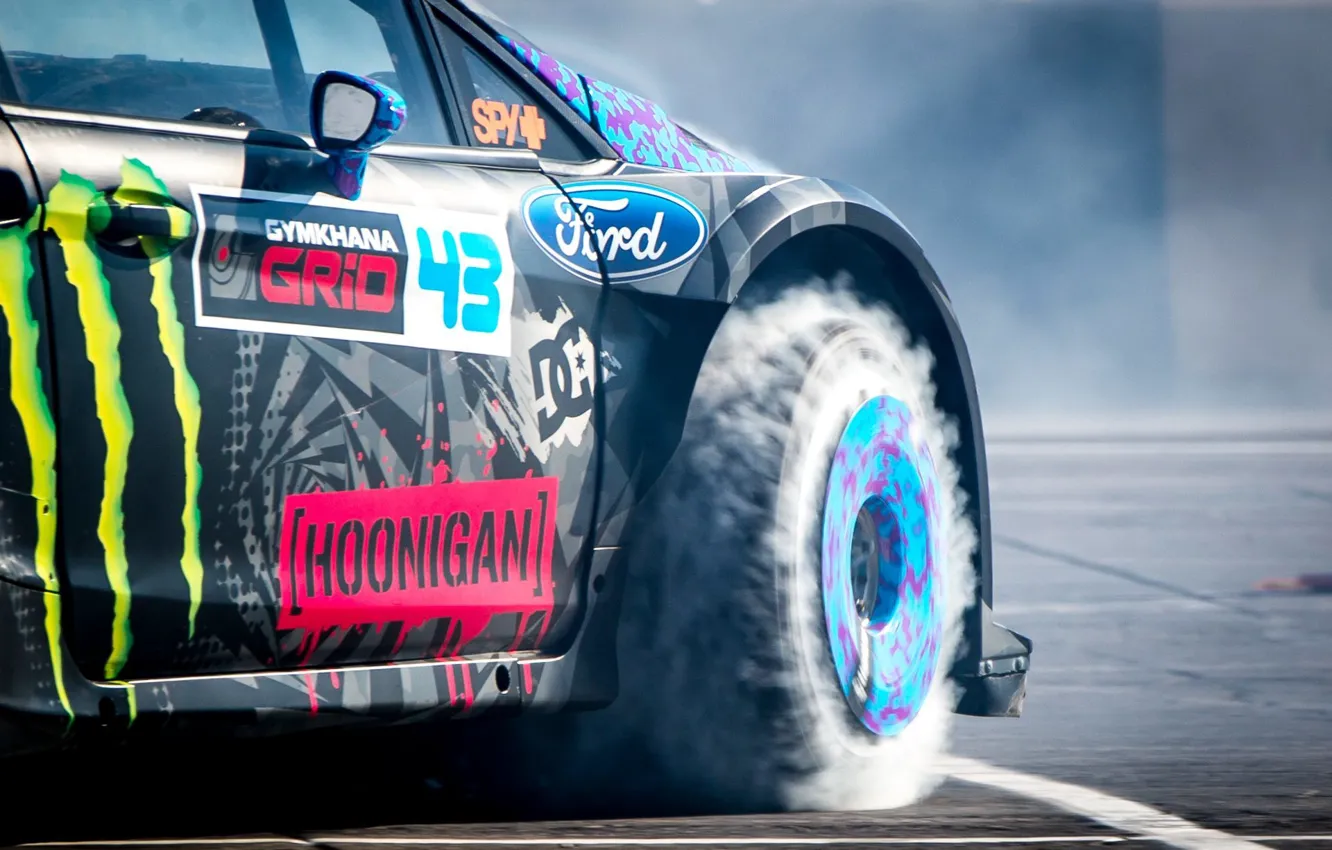 Photo wallpaper Ford, Smoke, Wheel, Ford, Drift, Drift, Block, Ken