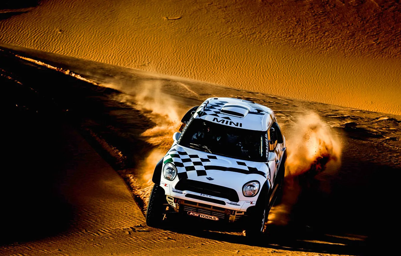 Photo wallpaper Sand, Mini, White, Sport, Speed, Race, Rally, Rally