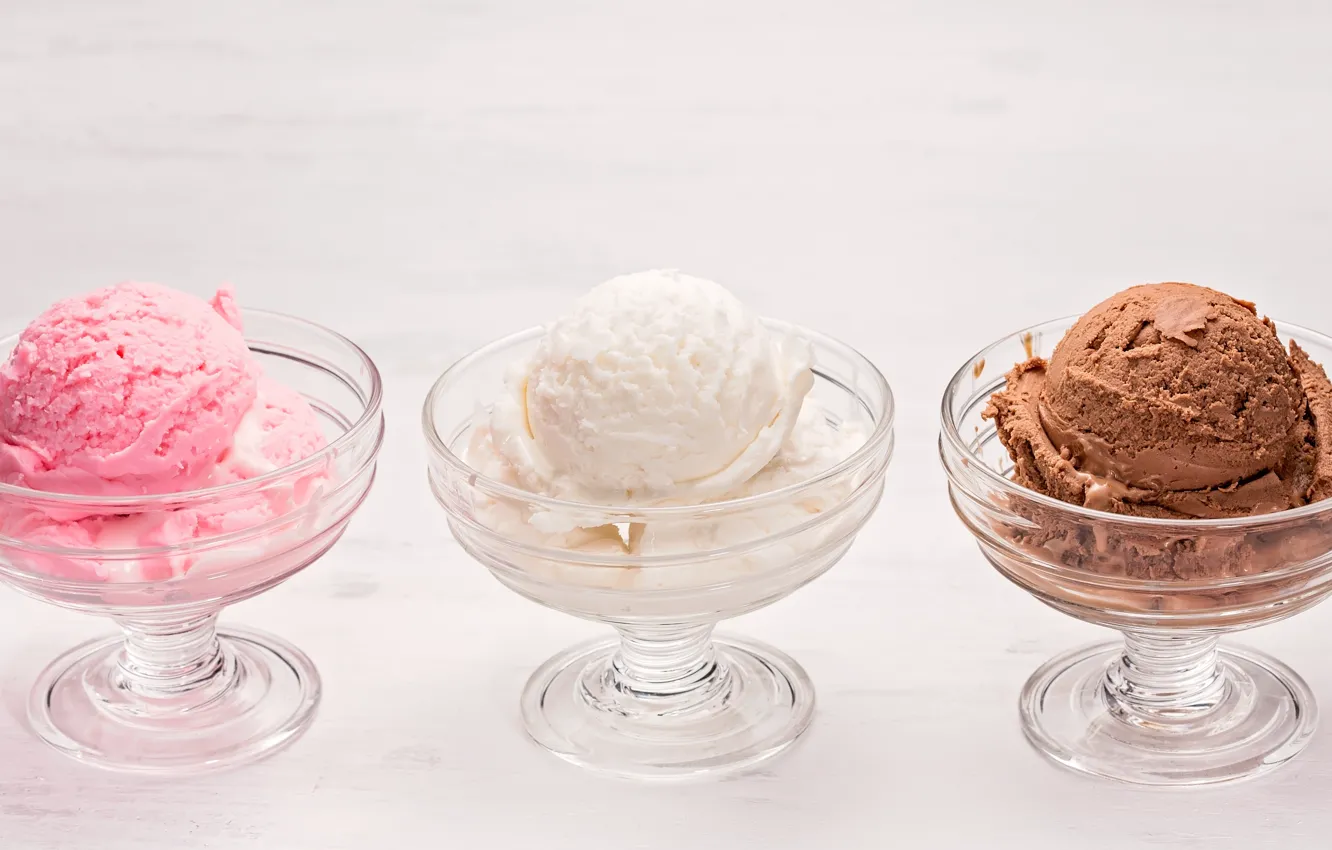 Photo wallpaper ice cream, chocolate, dessert, vanilla, ice cream, strawberry