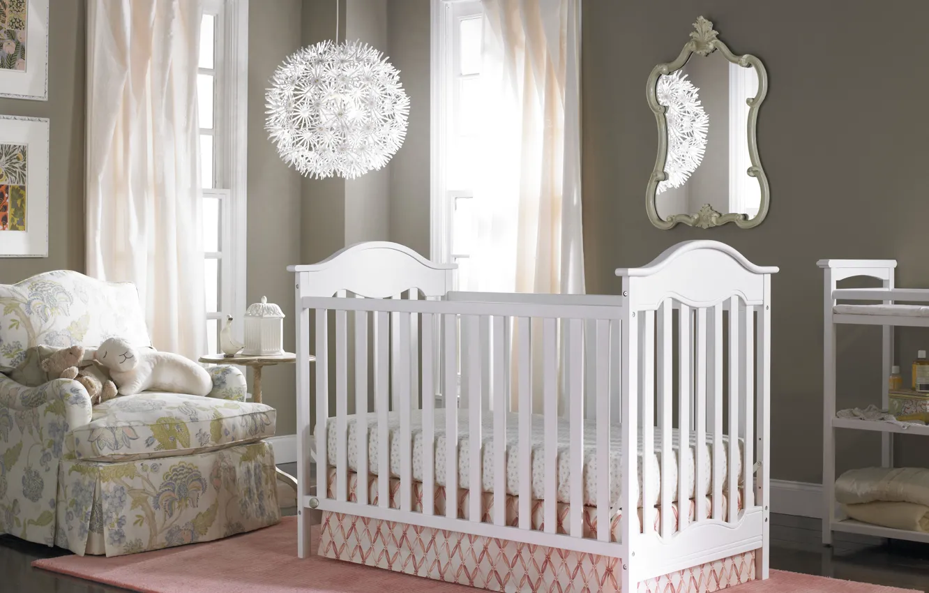 Photo wallpaper design, interior, cot, children's room