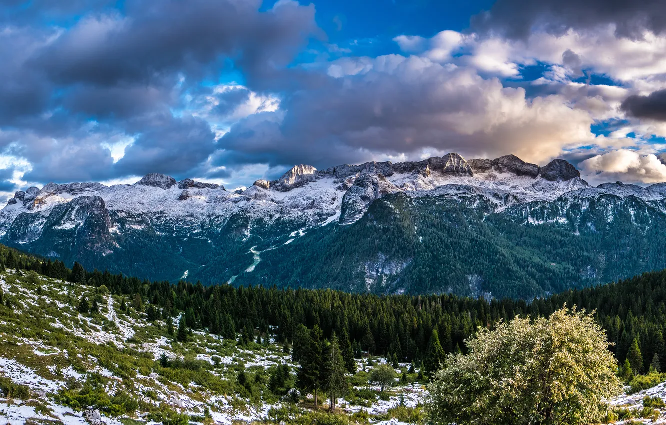 Photo wallpaper clouds, mountains, nature, Italy