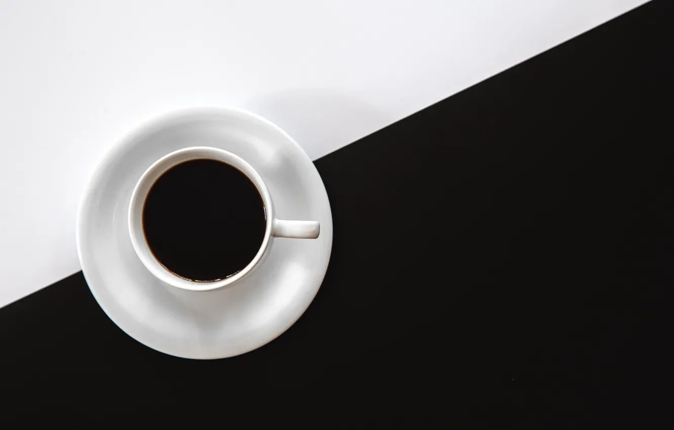 Photo wallpaper white, coffee, minimalism, line, black, contrast, Cup, part