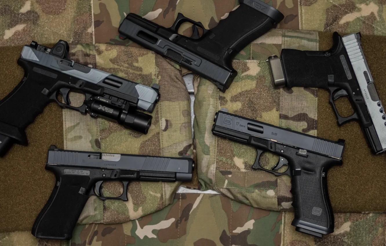 Photo wallpaper gun, weapons, background, trunk