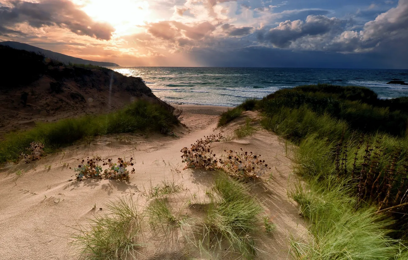 Photo wallpaper sand, sea, landscape, nature, shore, coast, beauty