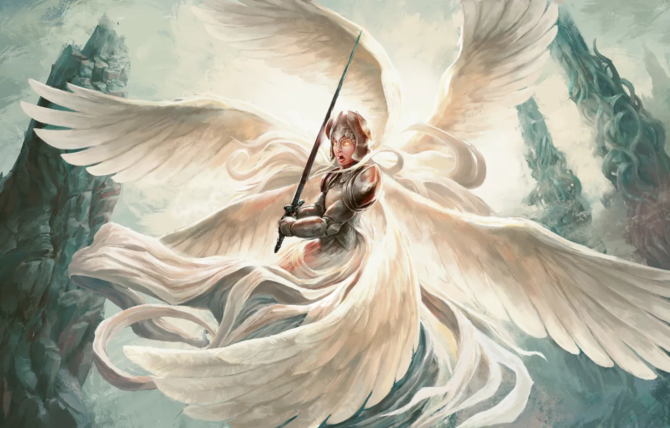 Photo wallpaper angel, sword, warrior, the Archangel
