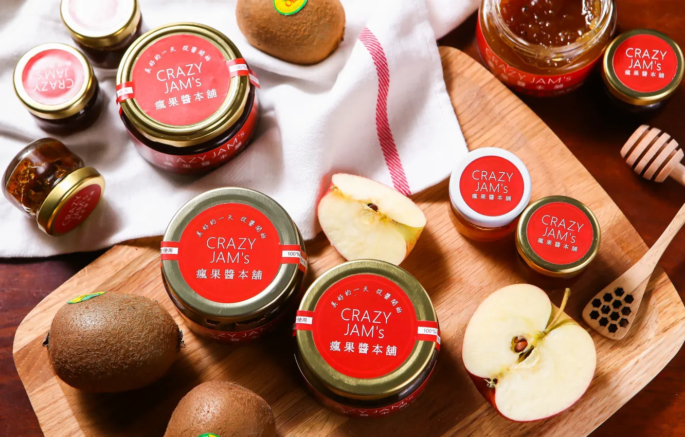 Photo wallpaper apples, honey, jars