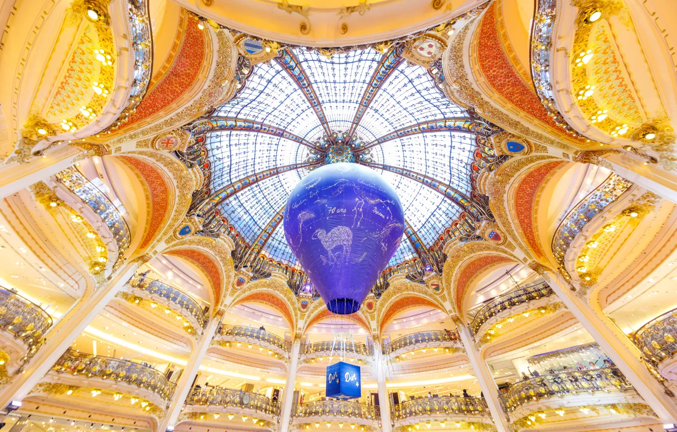 Photo wallpaper balloon, France, Paris, Department store, Galeries Lafayette