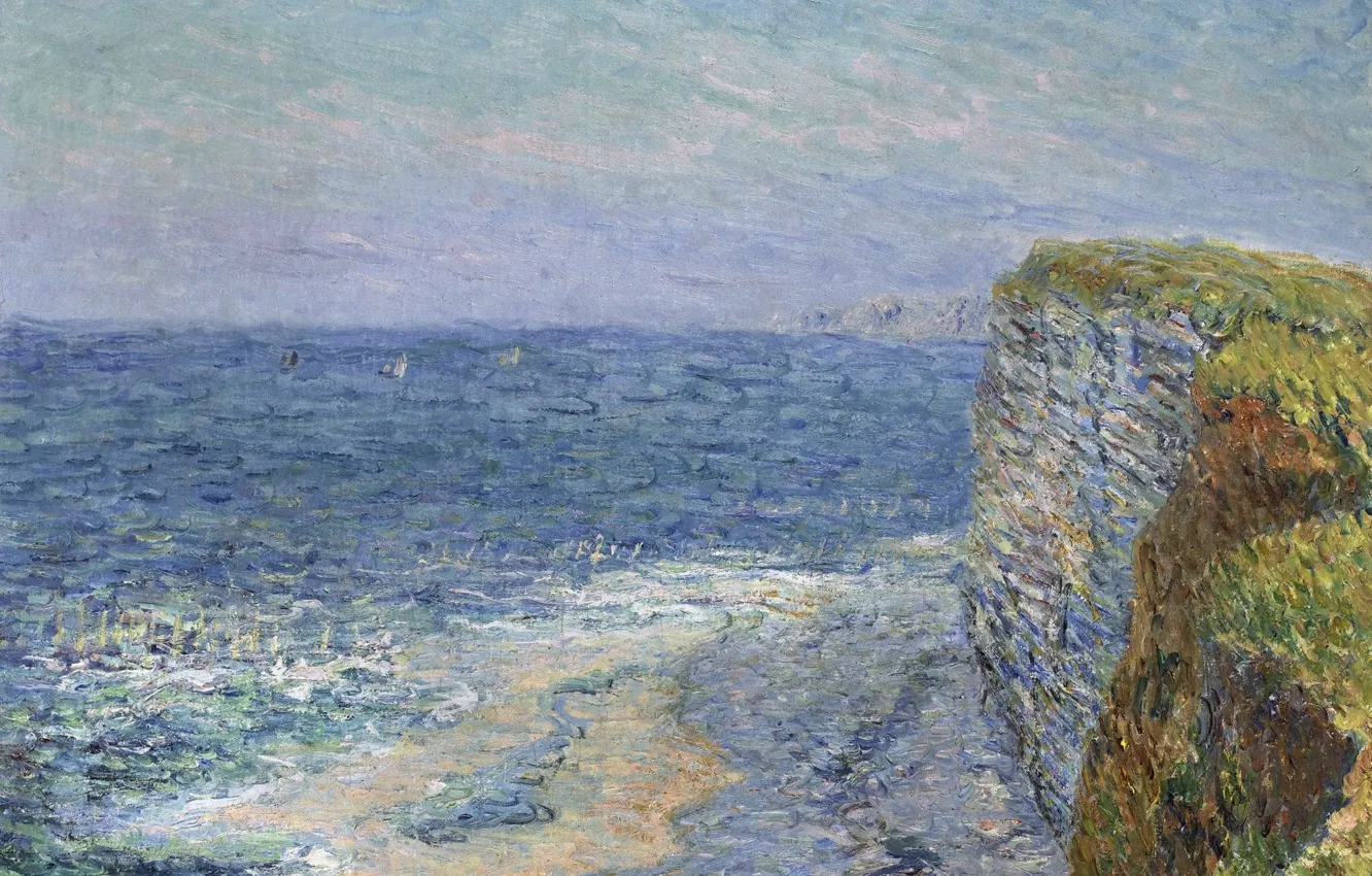 Photo wallpaper sea, rocks, picture, Gustave Loiseau, Gustave Loiseau, Seascape at Etretat