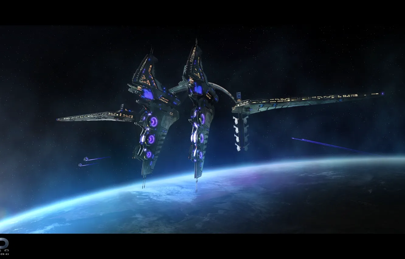 Photo wallpaper space, planet, Online Strategy Game, A.D. 2460, Displacement Battlestation Large