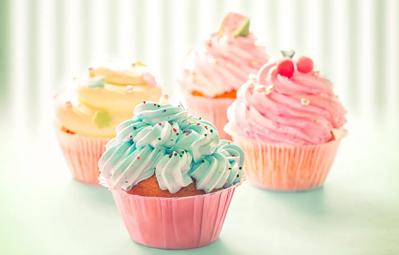 Photo wallpaper cream, cakes, cupcakes, powder
