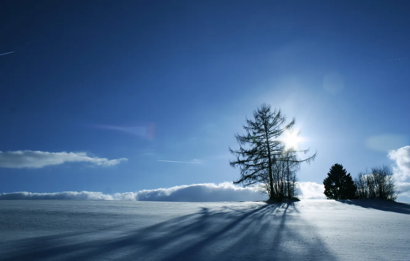 Photo wallpaper winter, the sky, snow, landscape