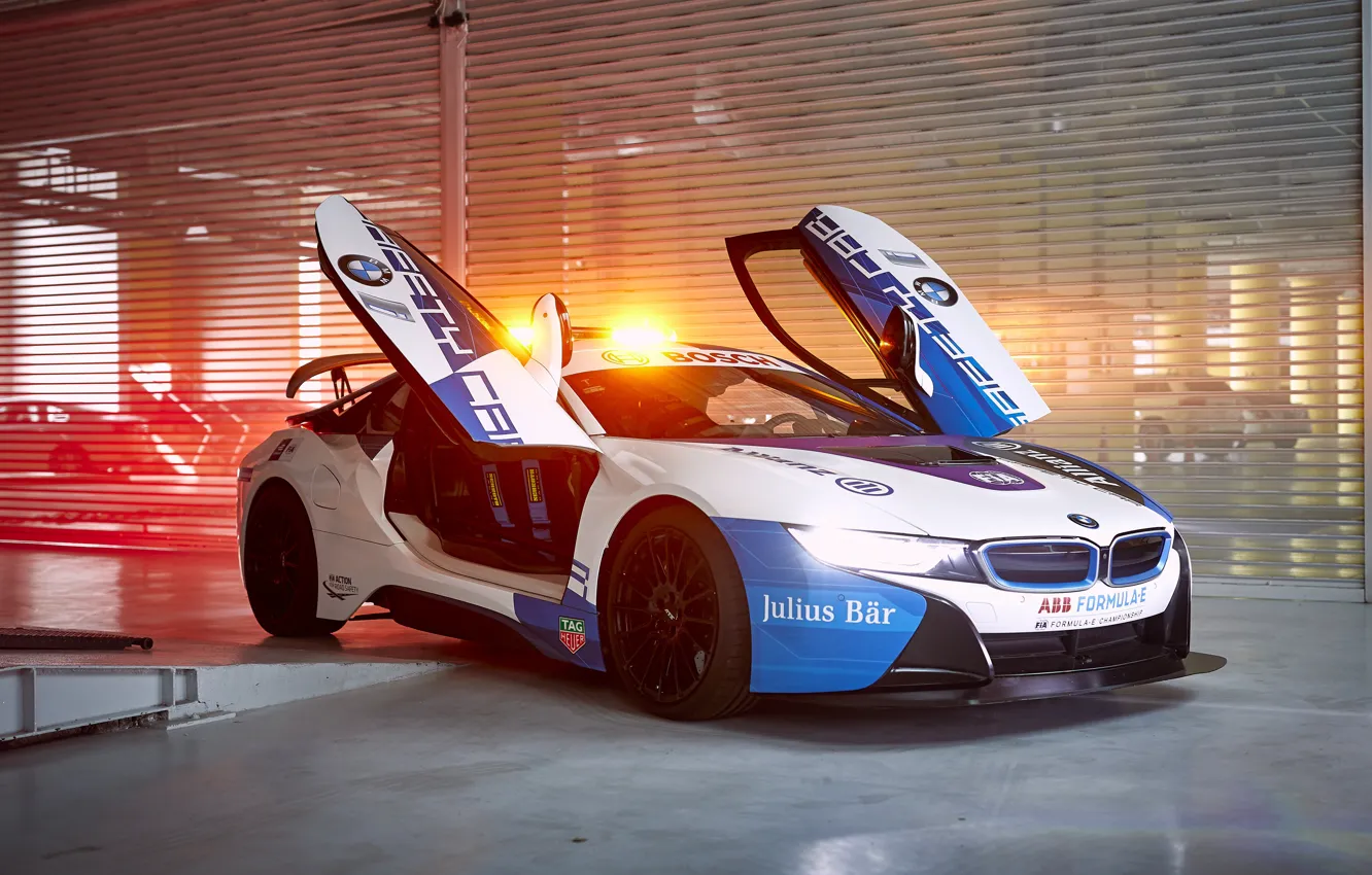Photo wallpaper BMW, Safety Car, BMW i8, Formula E, 2019