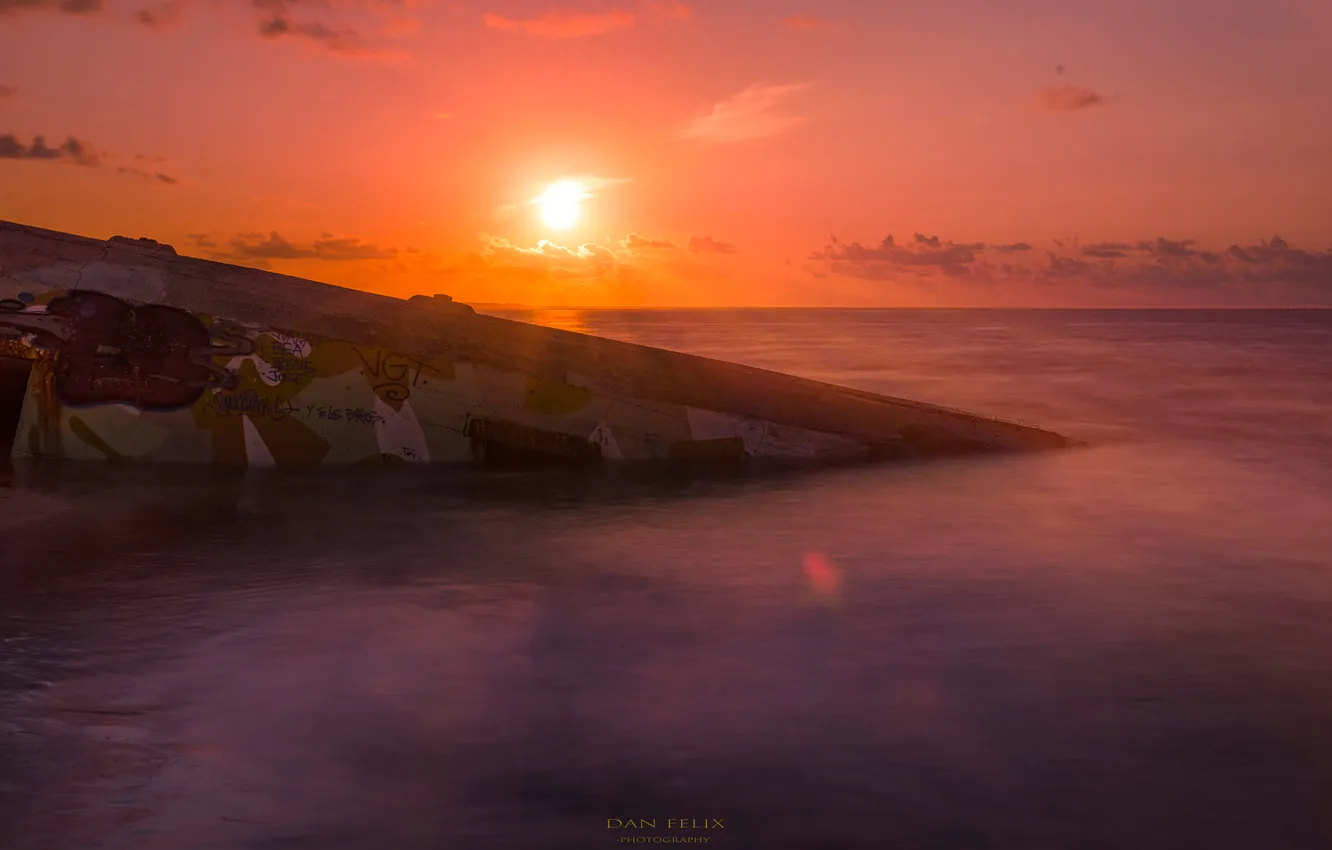 Photo wallpaper sea, the sky, the sun, sunset, horizon, Dan Felix