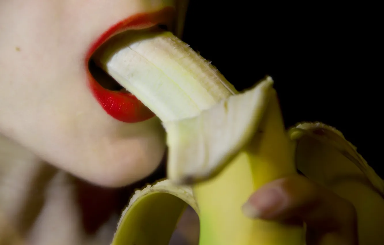 Photo wallpaper girl, food, banana