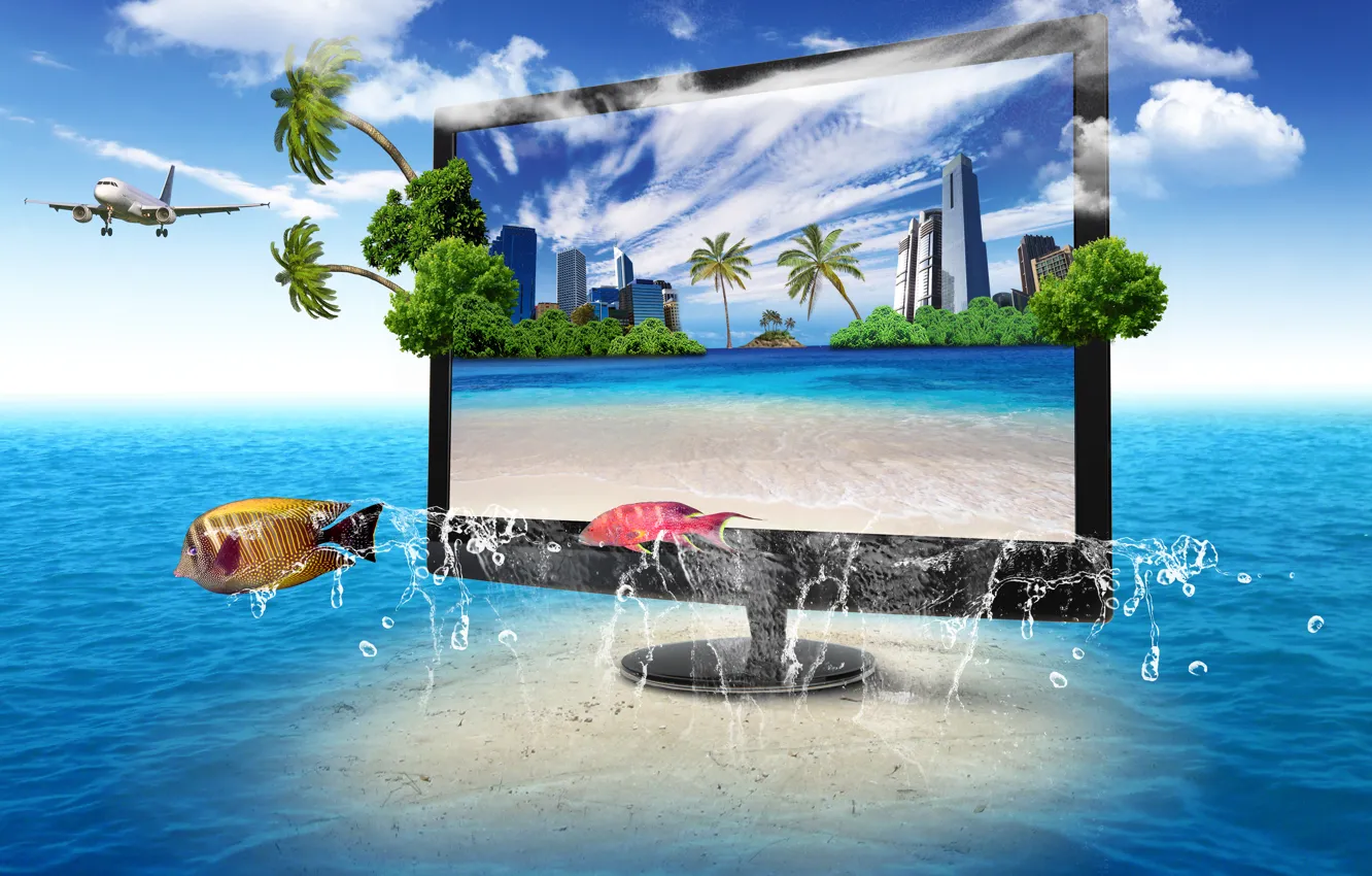 Photo wallpaper nature, the ocean, TV, monitor, screen