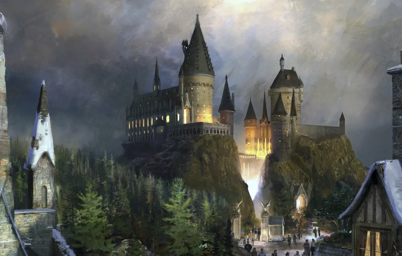 Photo wallpaper castle, fiction, fantasy, hogwarts, Hogwarts, Harry Potter, Harry Potter