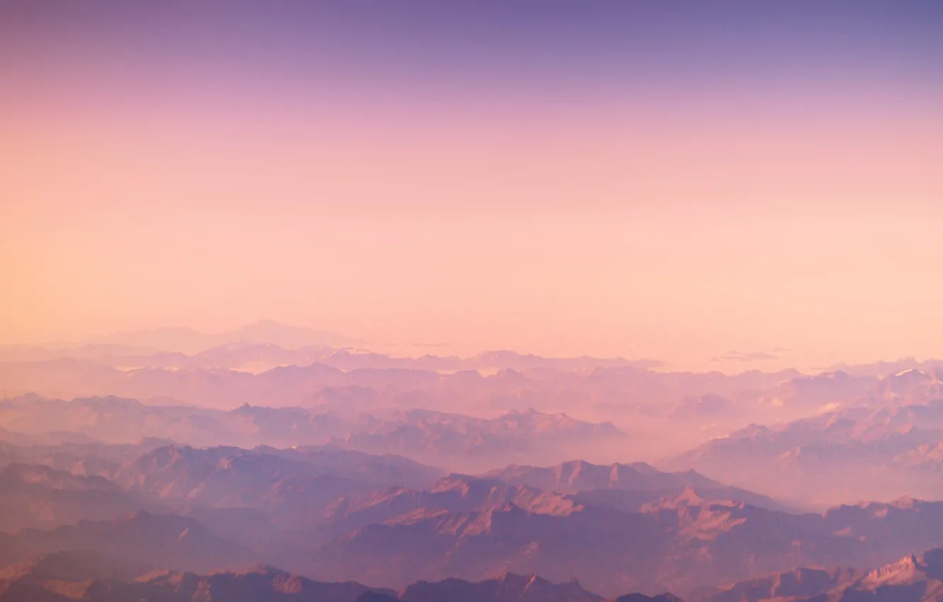 Photo wallpaper mountains, dawn, minimalism, mountains, sundown, Elia Pellegrini