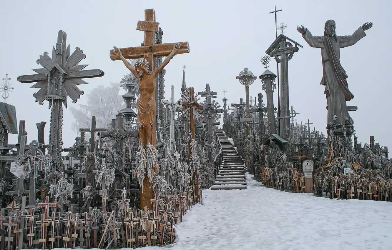 Photo wallpaper Lithuania, Siauliai, Domantai, Hill of Crosses