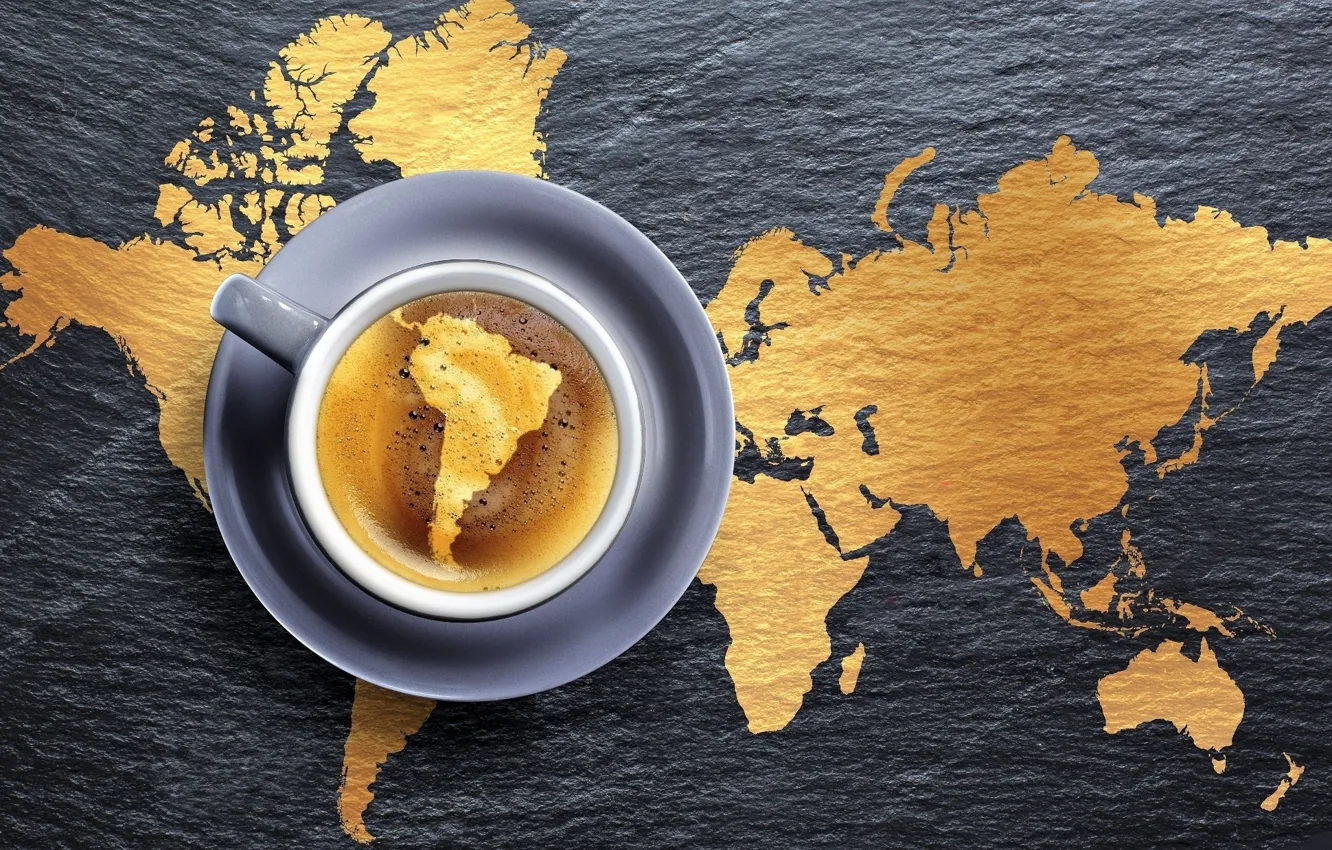 Photo wallpaper figure, coffee, map