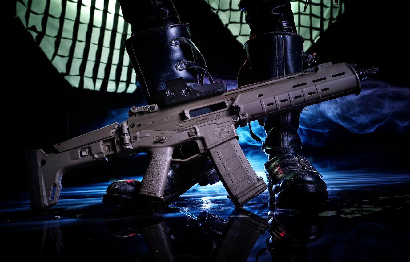 Photo wallpaper weapons, background, machine, Magpul PTS