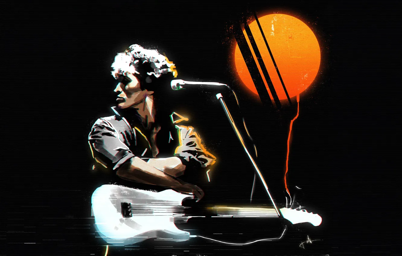 Photo wallpaper music, movie, art, rock, Viktor Tsoi, Choi, Retrowave, 1980s