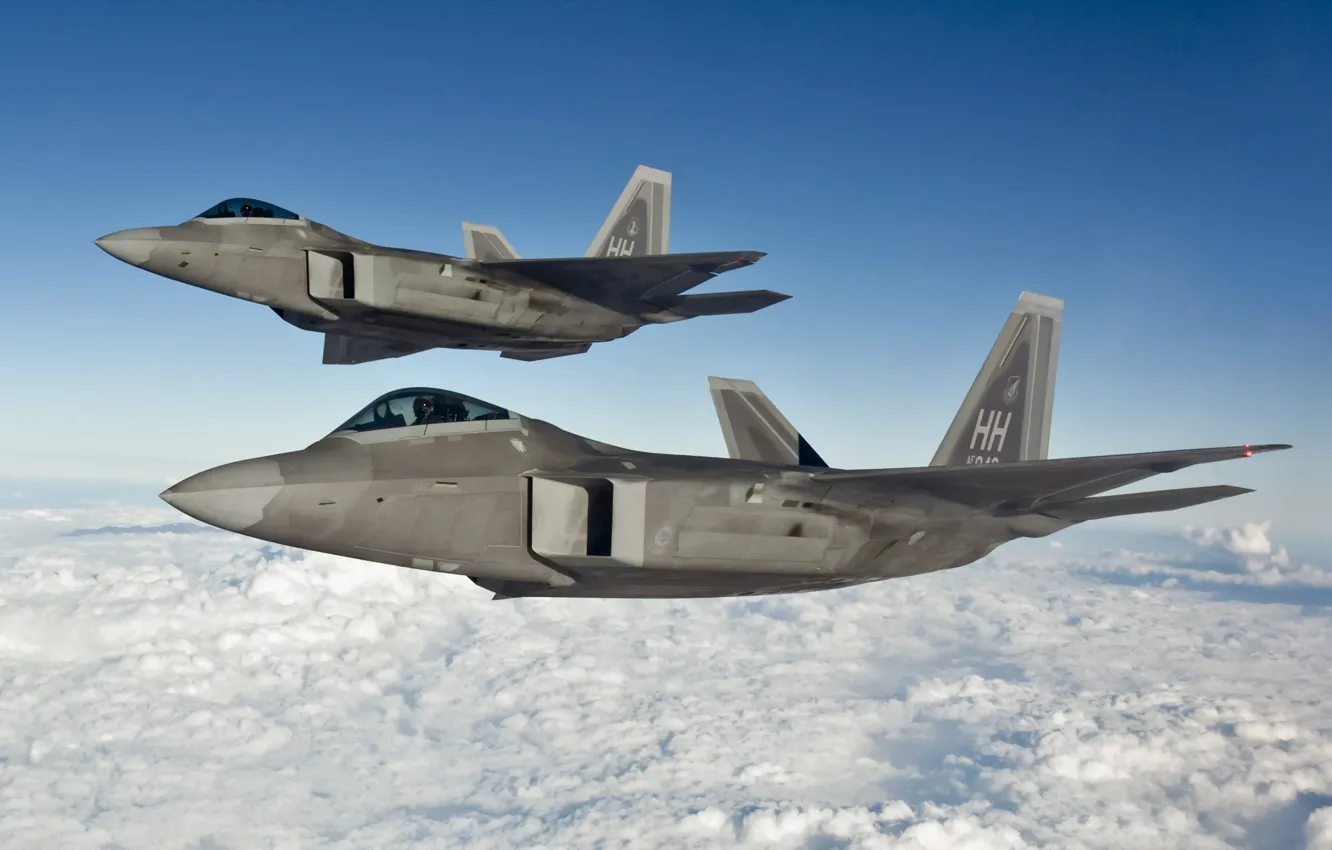 Photo wallpaper F-22, two, Raptors