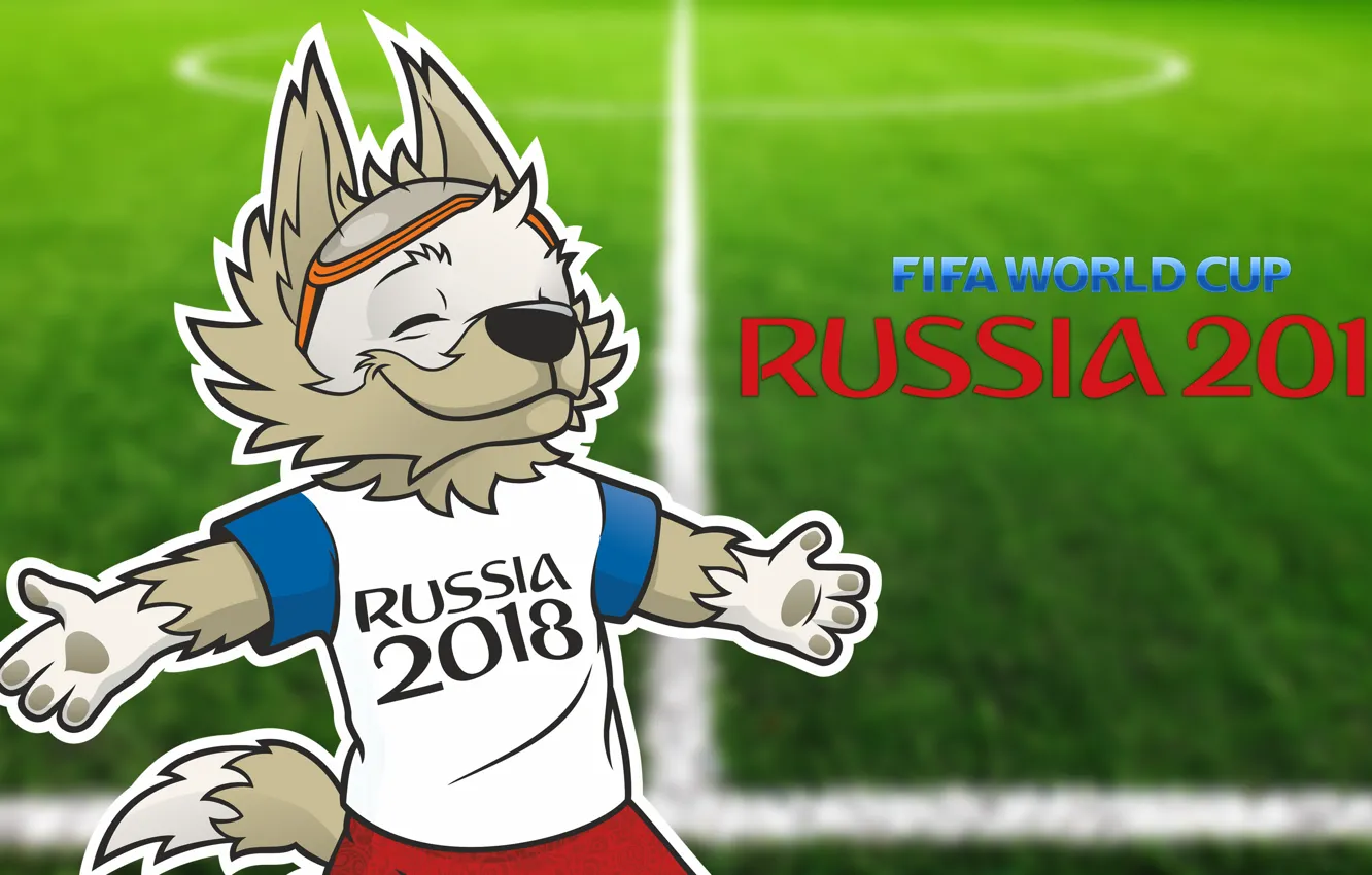 Photo wallpaper The ball, Sport, Football, Wolf, Russia, 2018, FIFA, FIFA