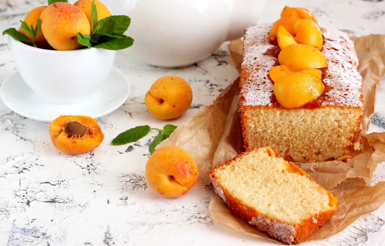 Photo wallpaper mint, cupcakes, apricots