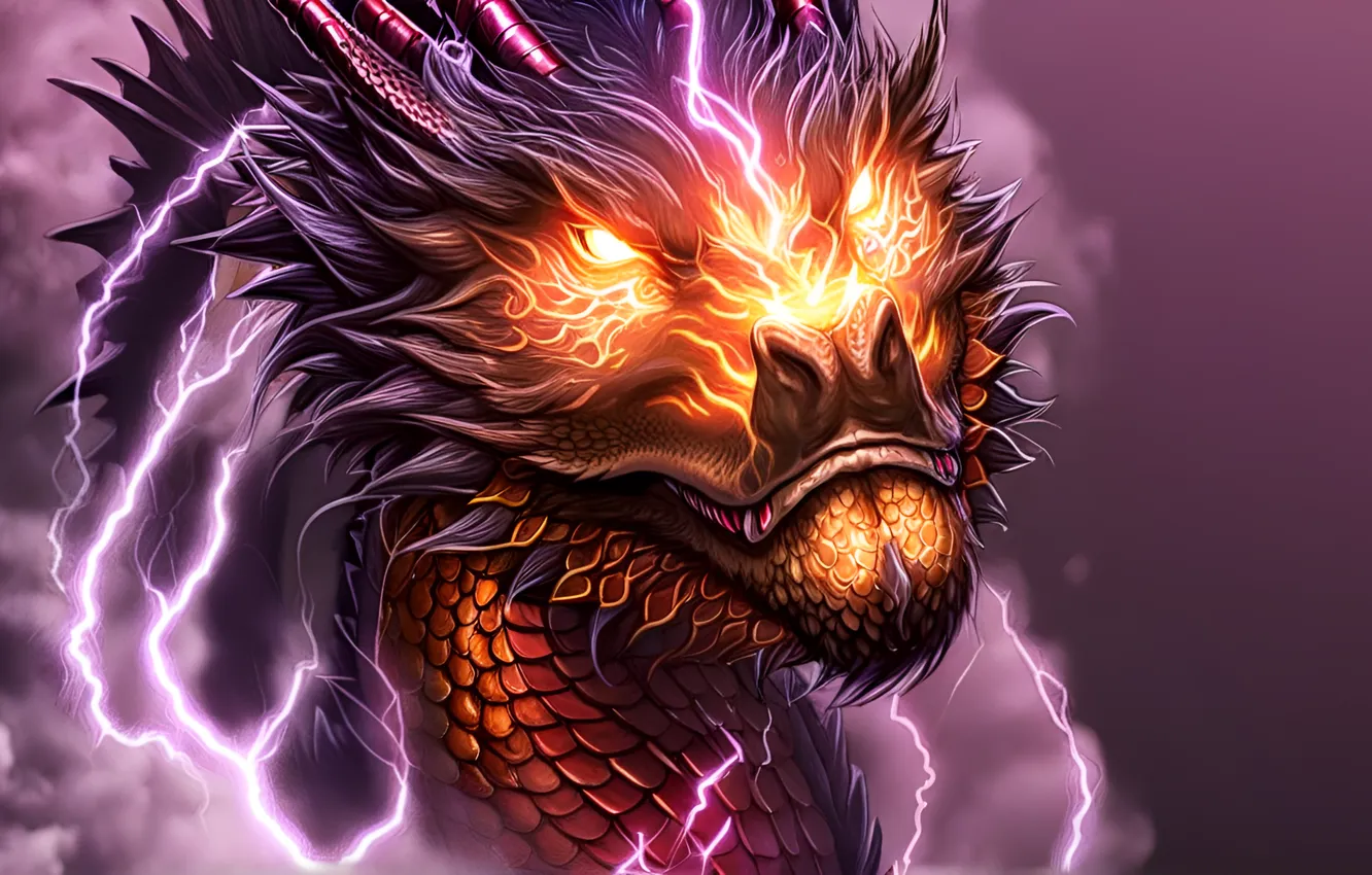Photo wallpaper dragon, fantasy art, AI art