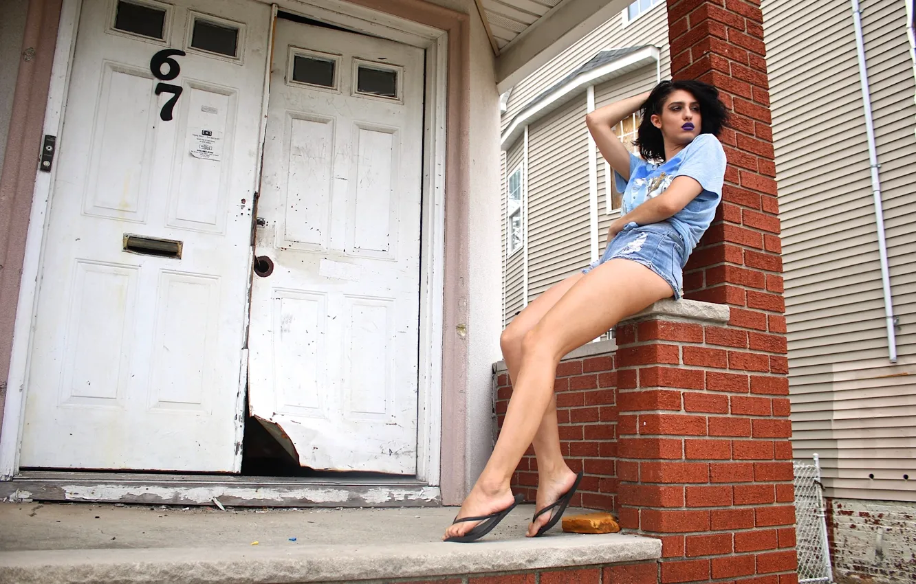 Photo wallpaper girl, pose, home, Alexandria