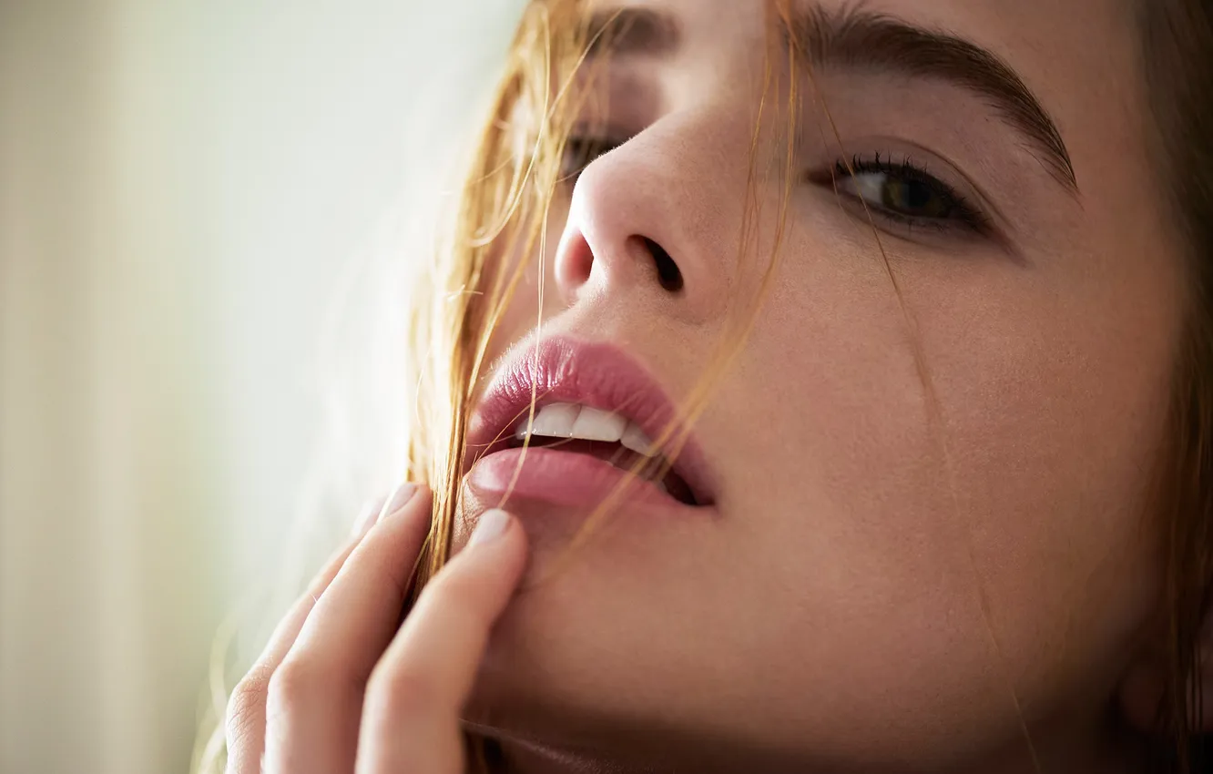 Photo wallpaper eyes, close-up, face, model, makeup, actress, lips, journal