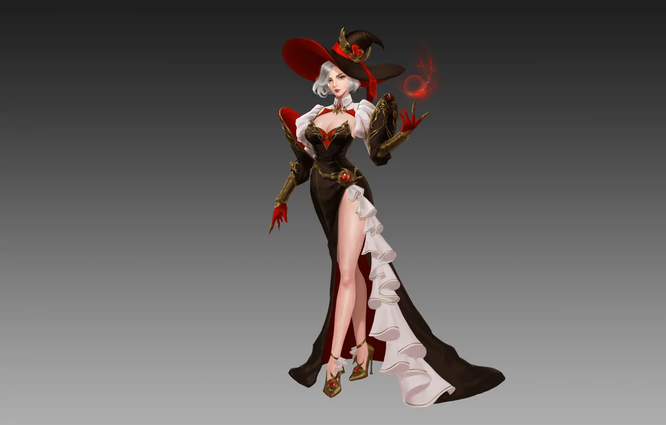 Photo wallpaper girl, fantasy, hat, style, art, background, figure, Illustration