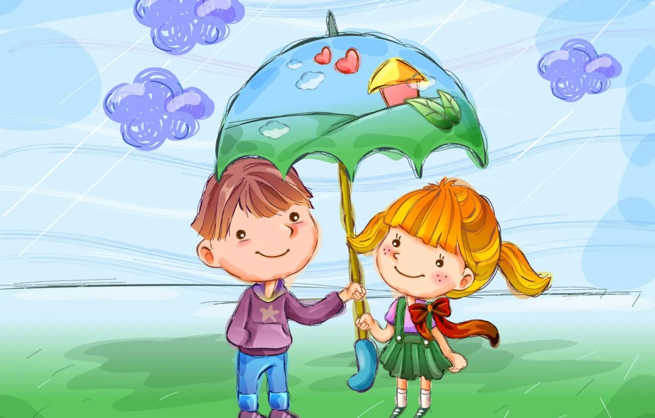 Photo wallpaper figure, boy, girl, care