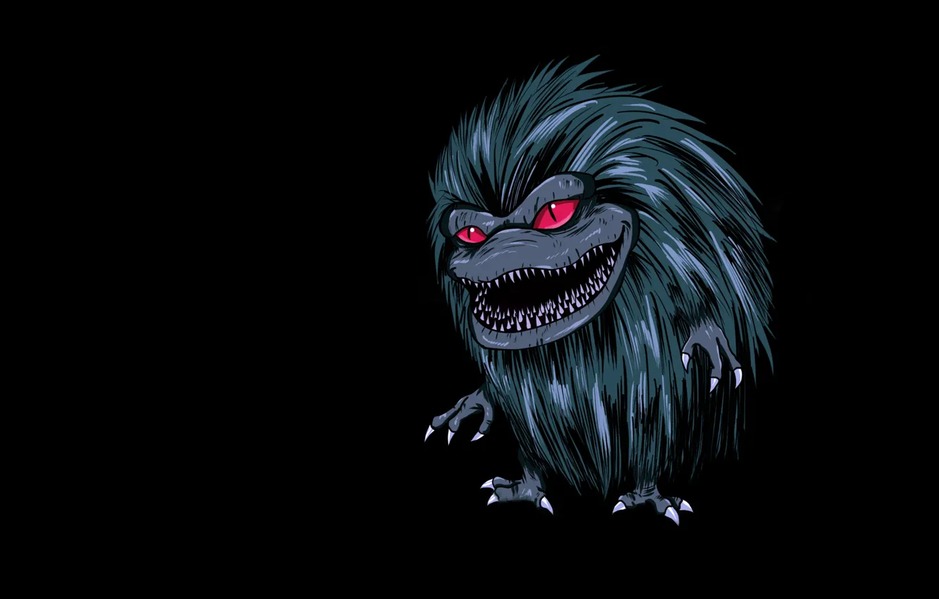 Photo wallpaper the dark background, monster, alien, alien, Nibbler, toothy, hairy, Critters
