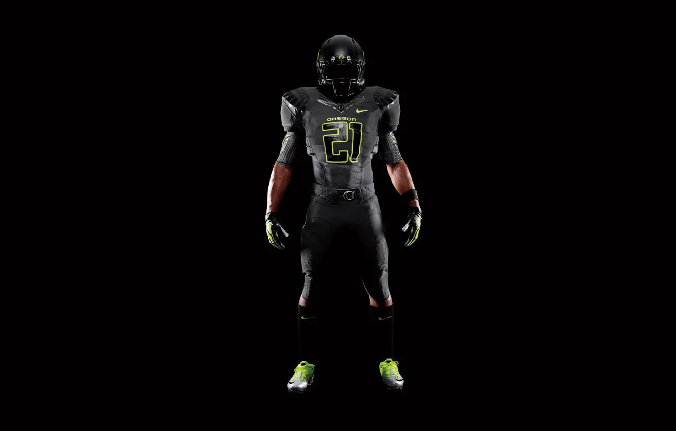 Photo wallpaper yellow, black, American football, Nike, New Oregon Nike Pro Combat uniforms