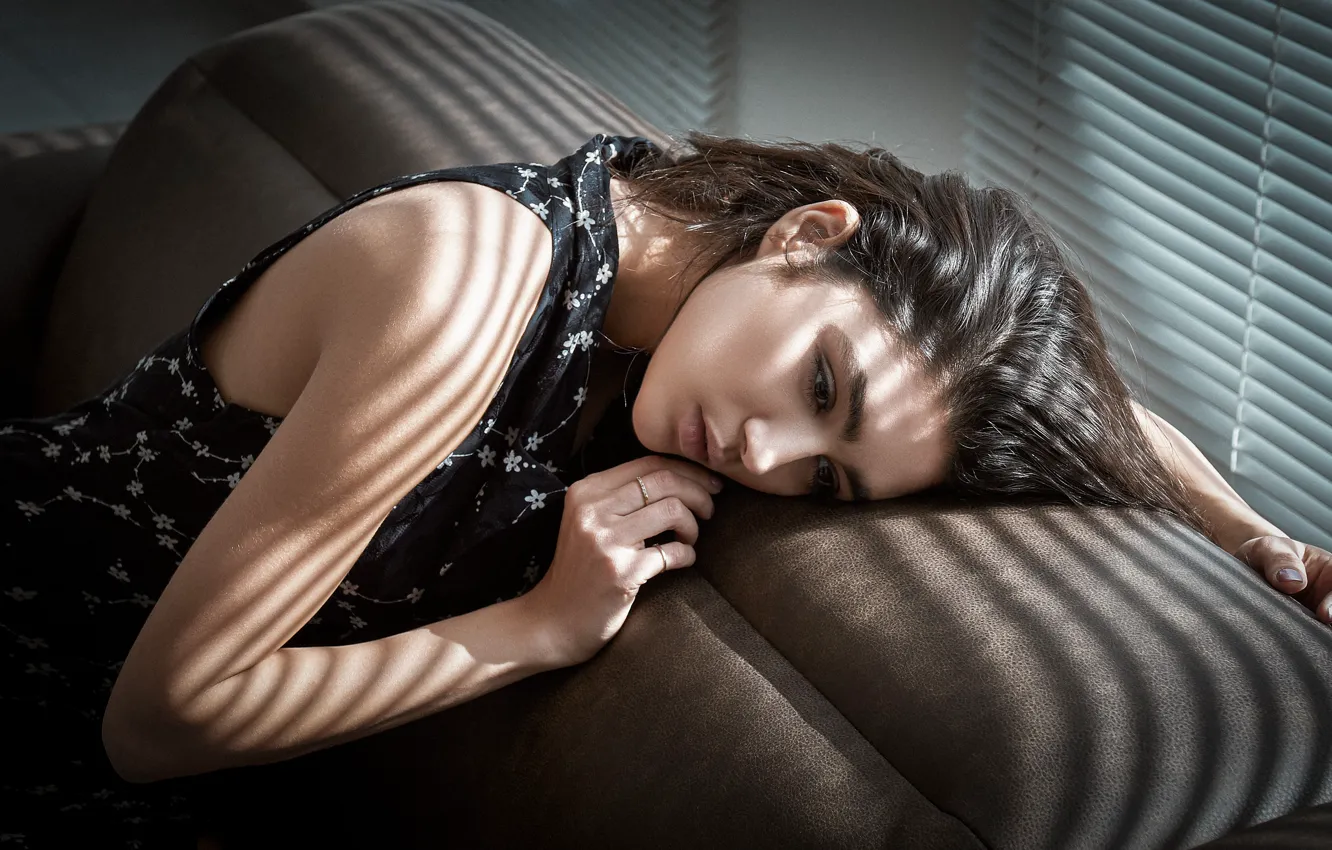 Photo wallpaper sadness, girl, face, pose, mood, hands, Roxana, Amirhossein Kazemi