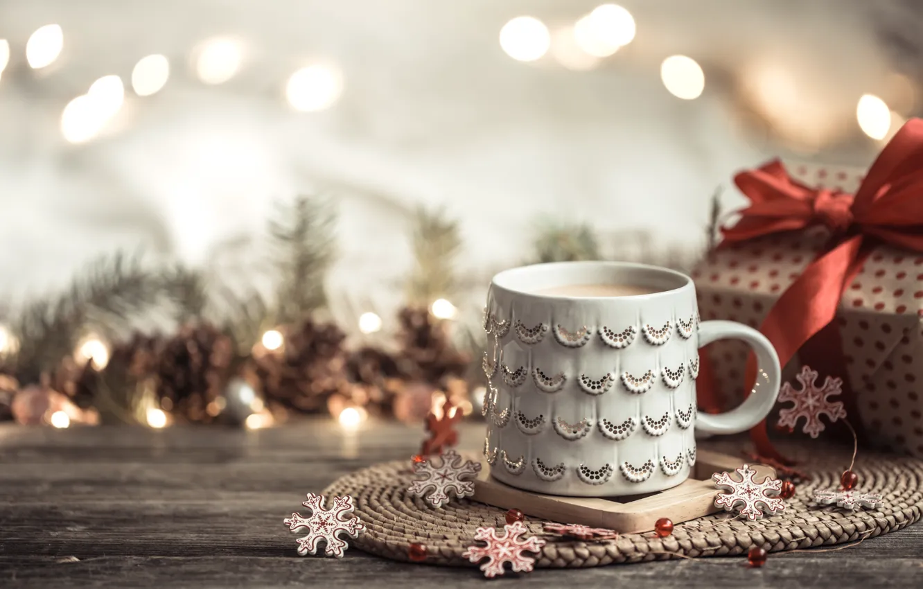 Photo wallpaper Christmas, Cup, hot chocolate