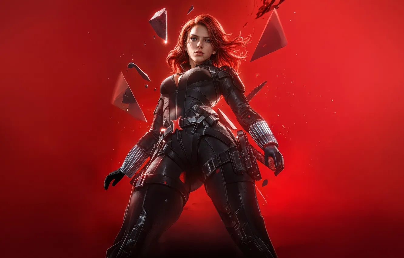 Photo wallpaper Action, Black Widow, Dynamic