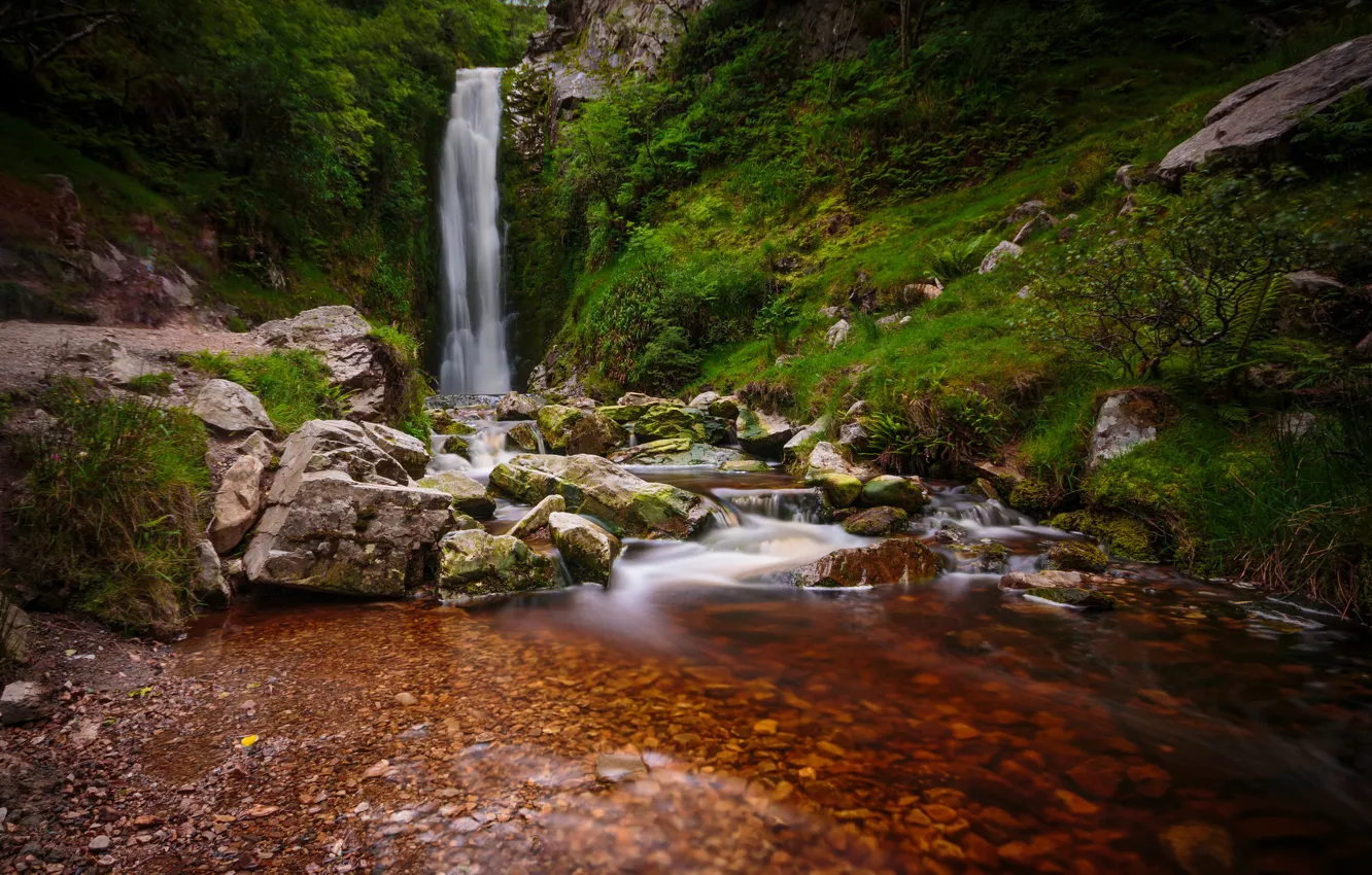 Photo wallpaper stones, waterfall, Ireland, Ireland, Glenevin Waterfall